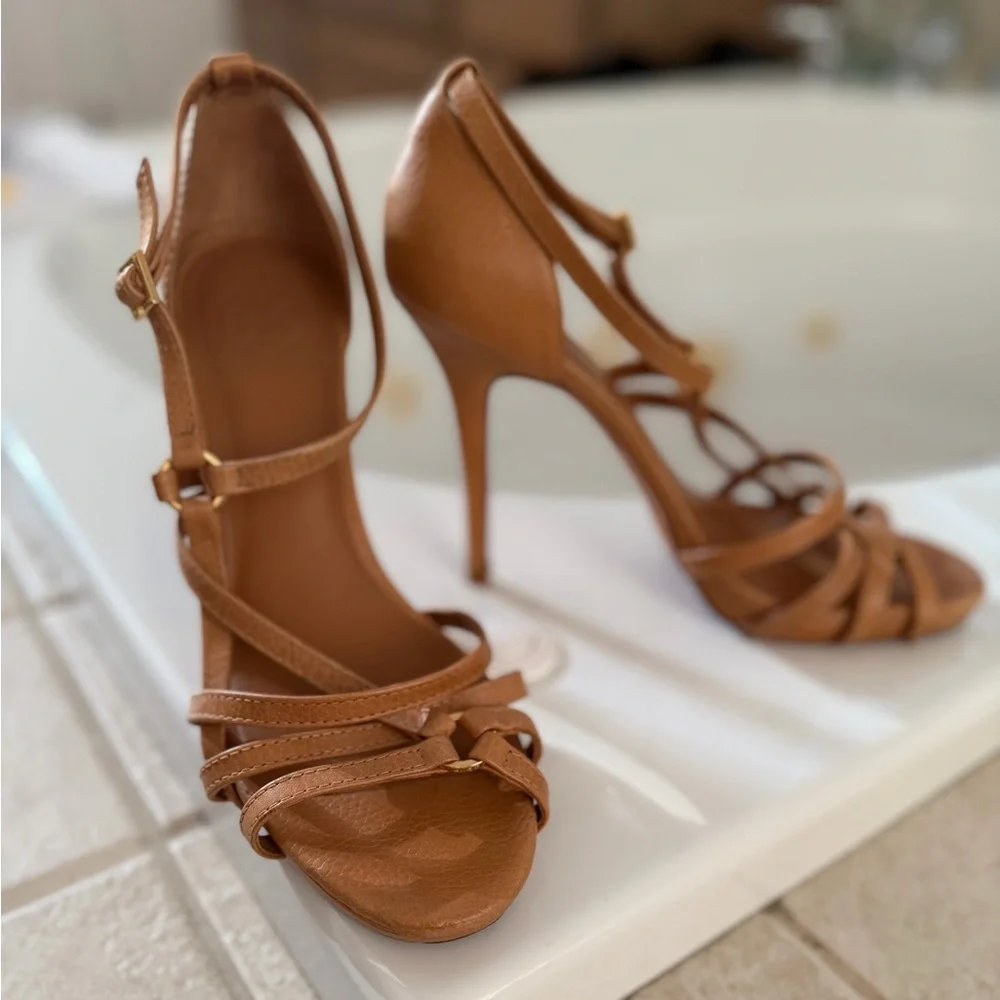 Tory Burch Tan Strappy Heels - Picture 2 of 5